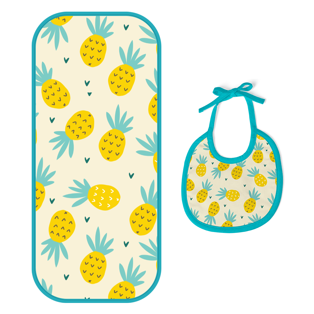 Happy Matty Pineapple Print Burp & Bib Sheet