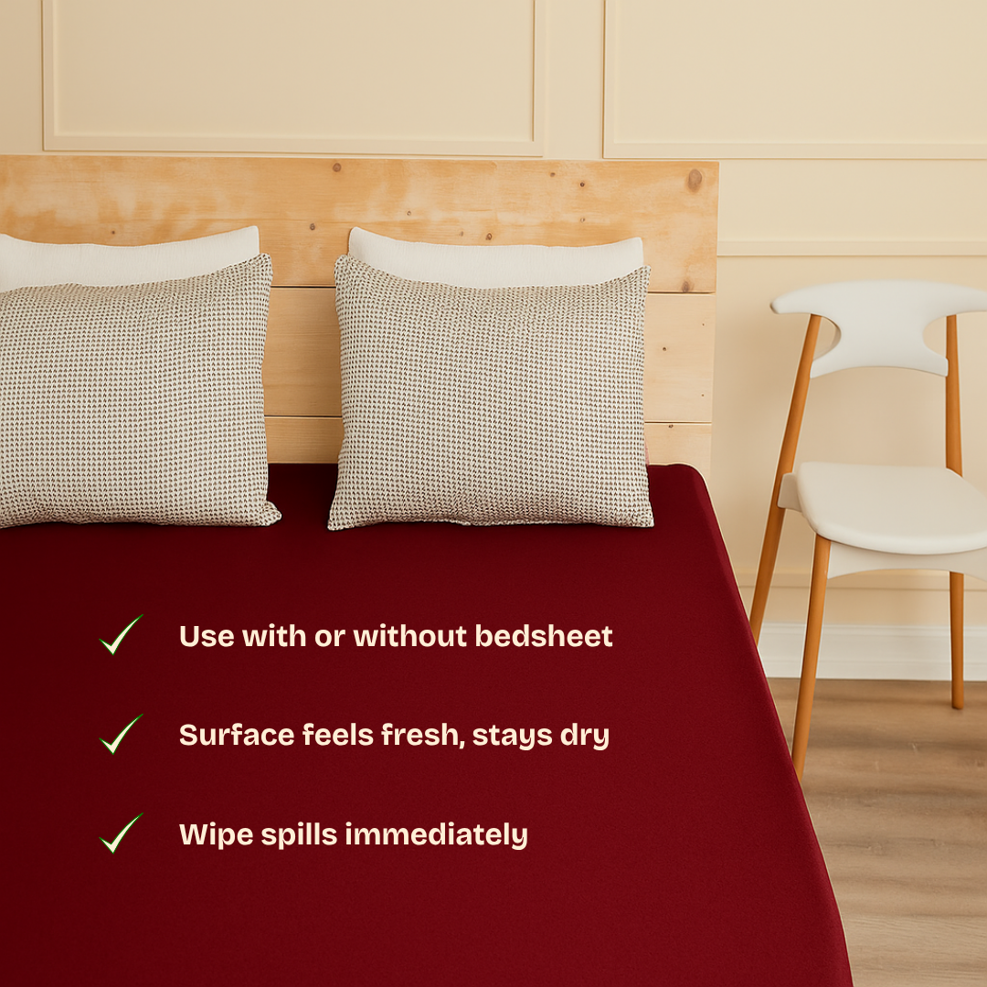 Lycra Maroon Mattress Protector