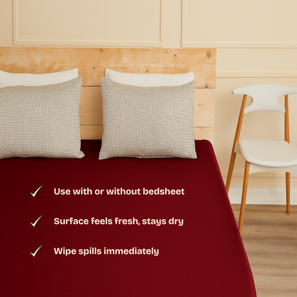 Lycra Maroon Mattress Protector