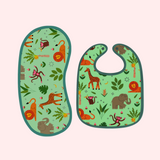 Happy Matty Jungle Print  Burp & Bib Sheet Large