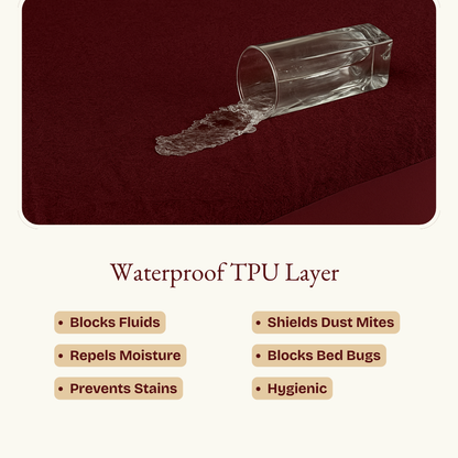 Terry Elastic Maroon Mattress Protector