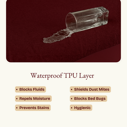 Lycra Maroon Waterproof Mattress Protector