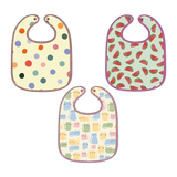 Polka Dot, Watermelon & Cat Print Baby Bibs Large (Pack of 3)