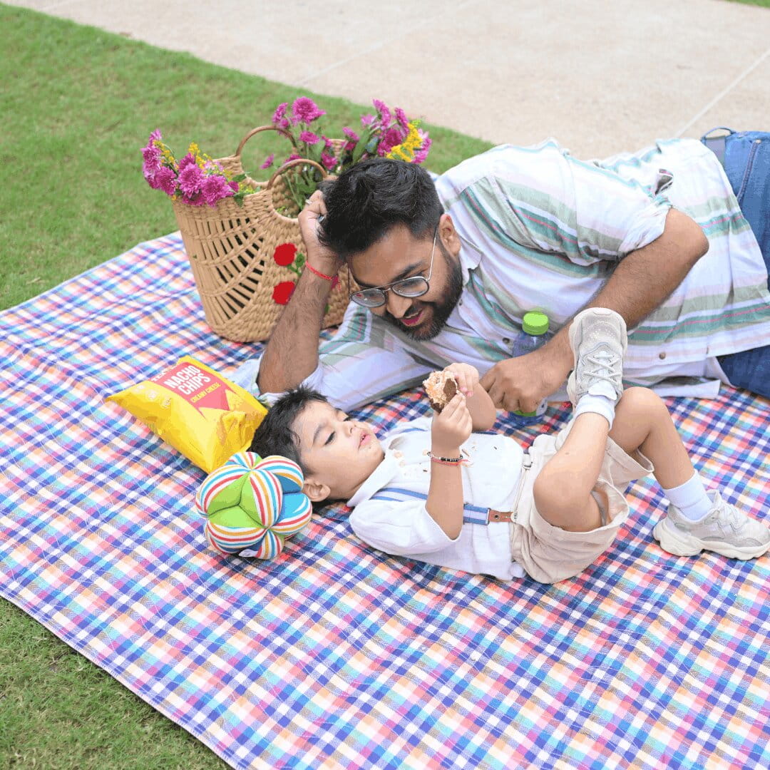 Happy Matty Check Print Picnic Mat for babies and toddlers
