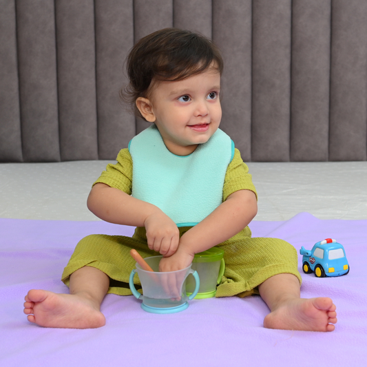 Light Green + Violet + Beige - Absorbent Bibs (Pack of 3)