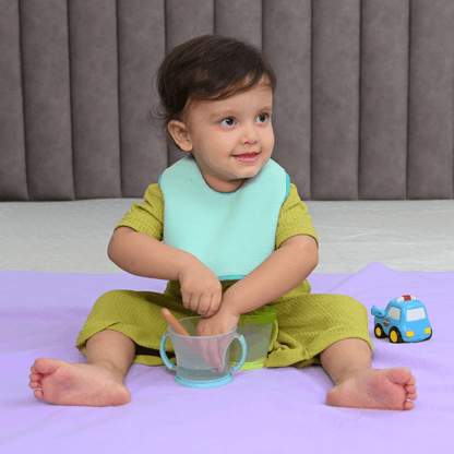 Light Green + Violet + Beige - Absorbent Bibs (Pack of 3) | Large