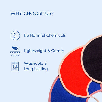 Dark Blue + Red + Royal Blue - Absorbent Bibs (Pack of 3) | Medium