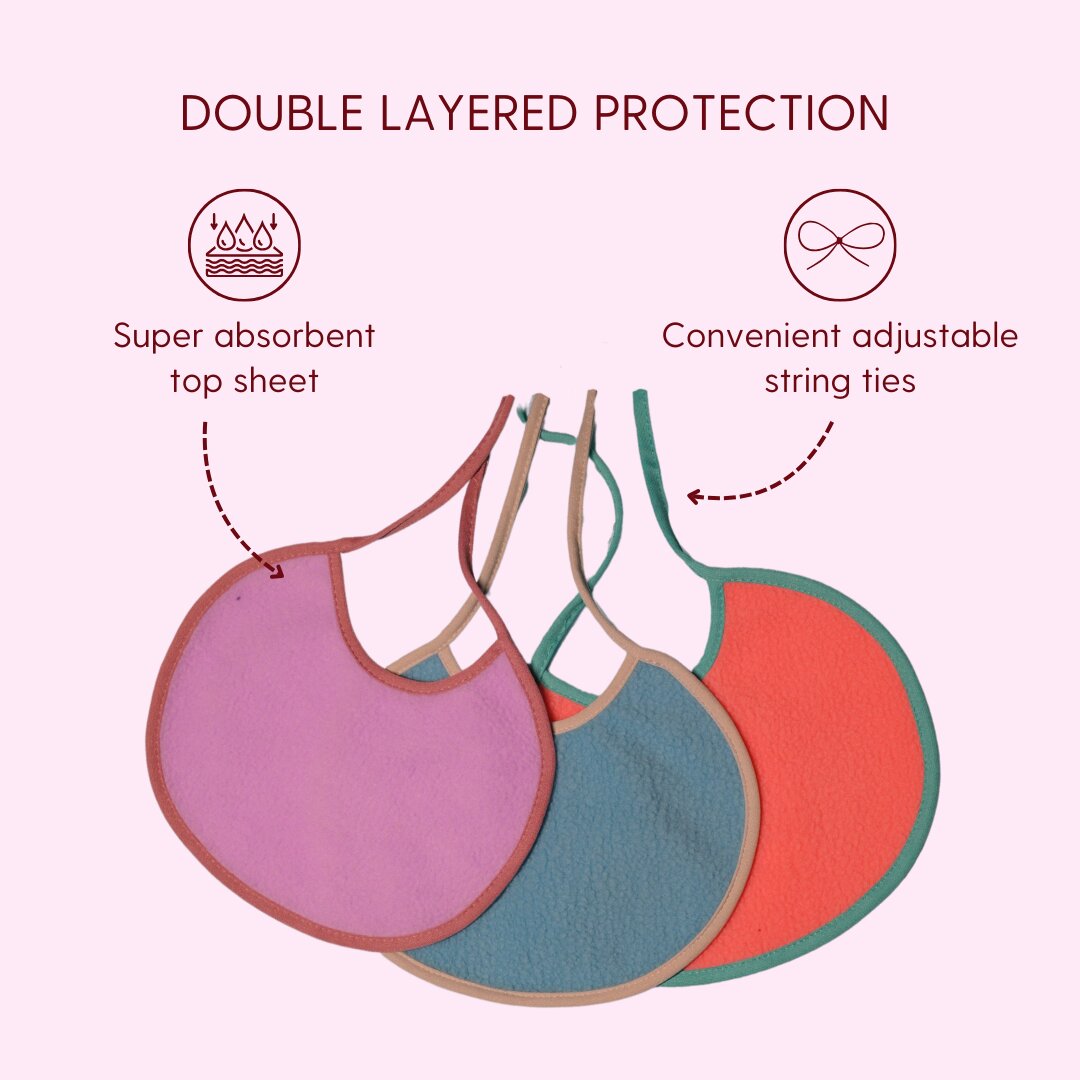 Pink + Rust + Peach - Absorbent Bibs (Pack of 3) | Medium