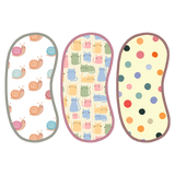 Polka Dots, Snail & Cat Print Burp Sheet  Large (Pack of 3)