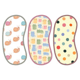 Polka Dots, Snail & Cat Print Burp Sheet  Large (Pack of 3)