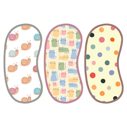 Polka Dots, Snail & Cat Print Burp Sheet Large (Pack of 3)
