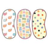 Polka Dots, Snail & Cat Print Burp Sheet  Large (Pack of 3)