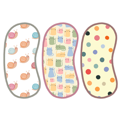 Polka Dots, Snail & Cat Print Burp Sheet  Large (Pack of 3)