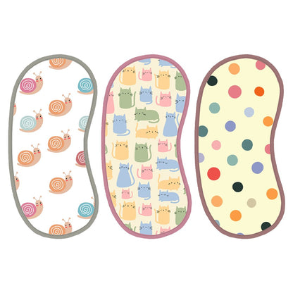 Polka Dots, Snail & Cat Print Burp Sheet  Medium (Pack of 3)
