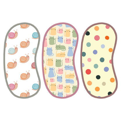 Polka Dots, Snail & Cat Print Burp Sheet  Medium (Pack of 3)