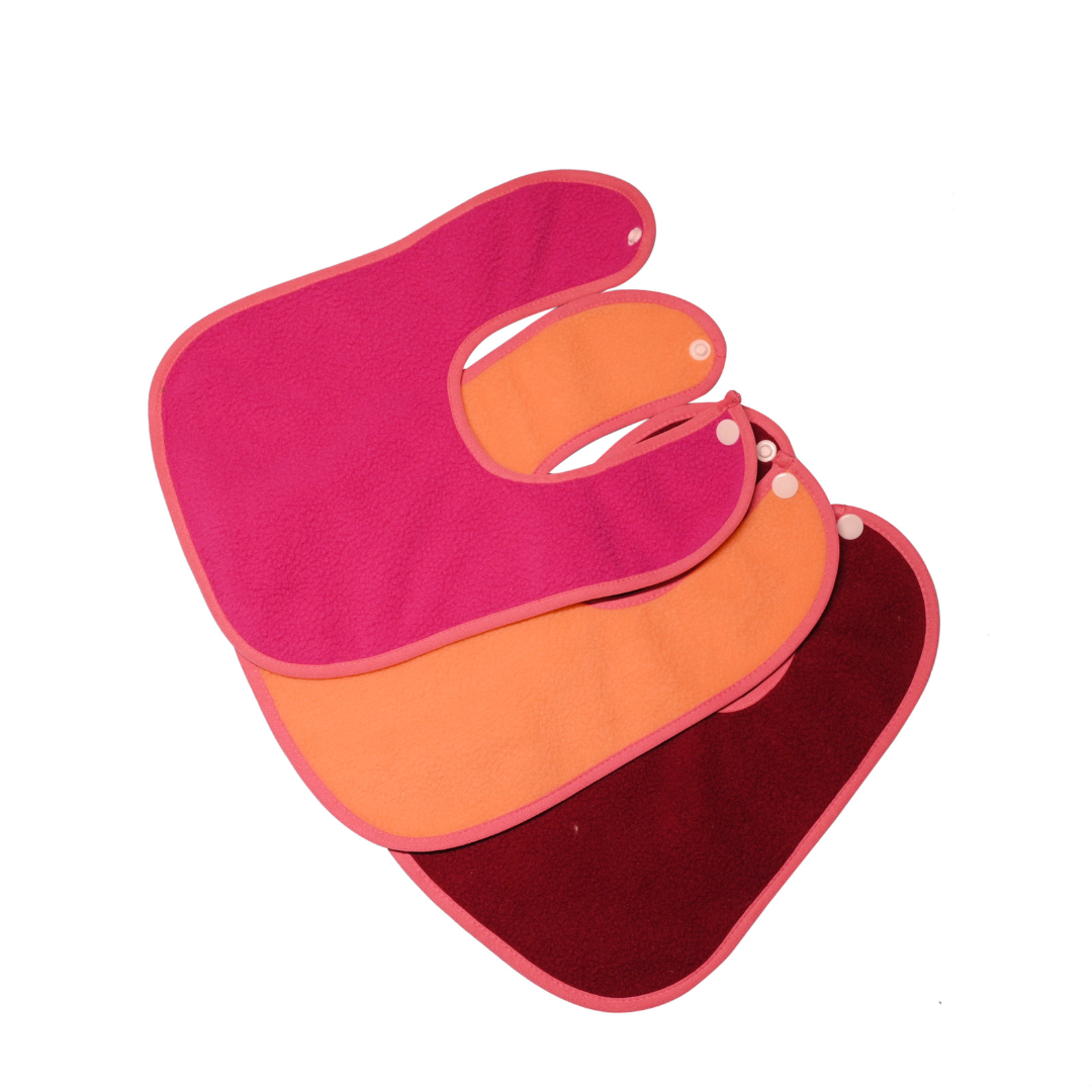 Rani Pink + Peach + Maroon - Absorbent Bibs (Pack of 3)