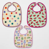 Polka Dot, Watermelon & Cat Print Baby Bibs Large (Pack of 3)