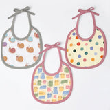 Polka dots, Snail & Cat Print Baby Bibs Medium (Pack of 3)