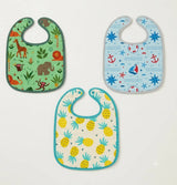 Jungle Print, Nautical Print & Pineapple Prints Bibs Large (Pack of 3)