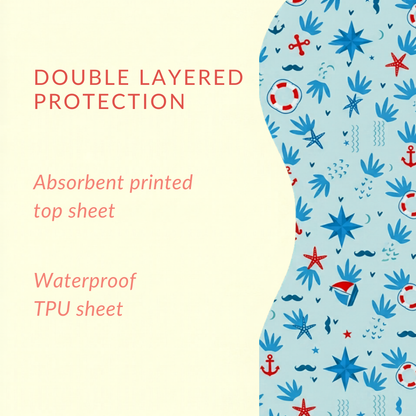 Happy Matty Nautical Print  Burp & Bib Sheet Medium