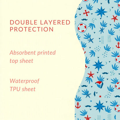 Happy Matty Nautical Print  Burp & Bib Sheet Large