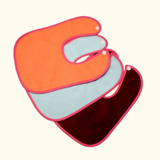 Peach + Sky Blue + Maroon - Absorbent Bibs (Pack of 3) | Large