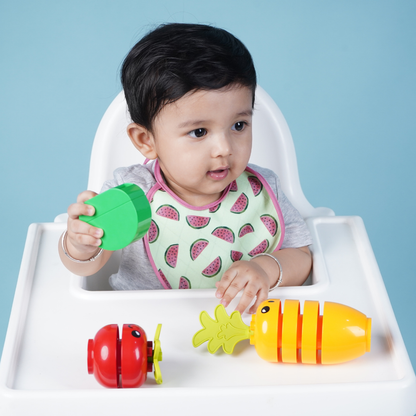 Polka Dot, Watermelon & Cat Print Baby Bibs Medium (Pack of 3)