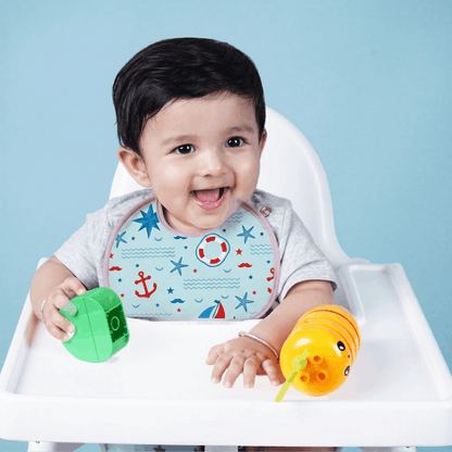 Happy Matty Nautical Print  Burp & Bib Sheet Medium