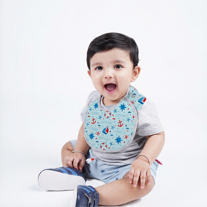 Happy Matty Nautical Print  Burp & Bib Sheet Medium