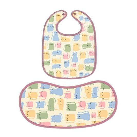 Happy Matty Cat Print Burp & Bib Sheet Large