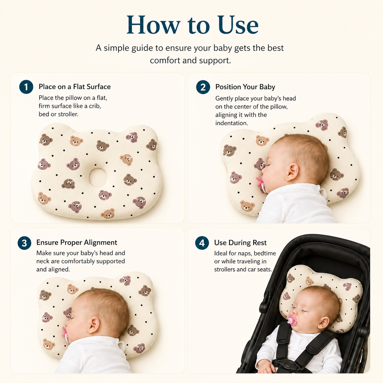 Bear Print Cloud Head Pillow