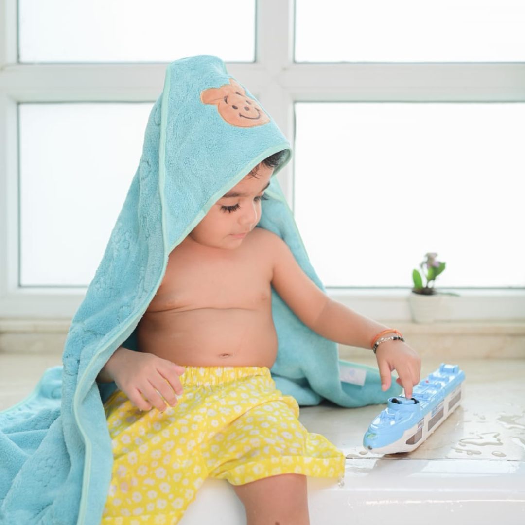 Blue Teddy Hooded Towel