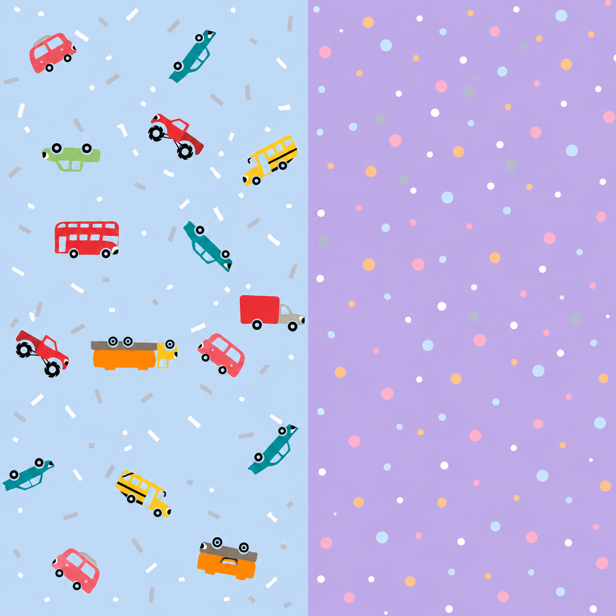 Car & Polka Dots Print Premium Matty Combo