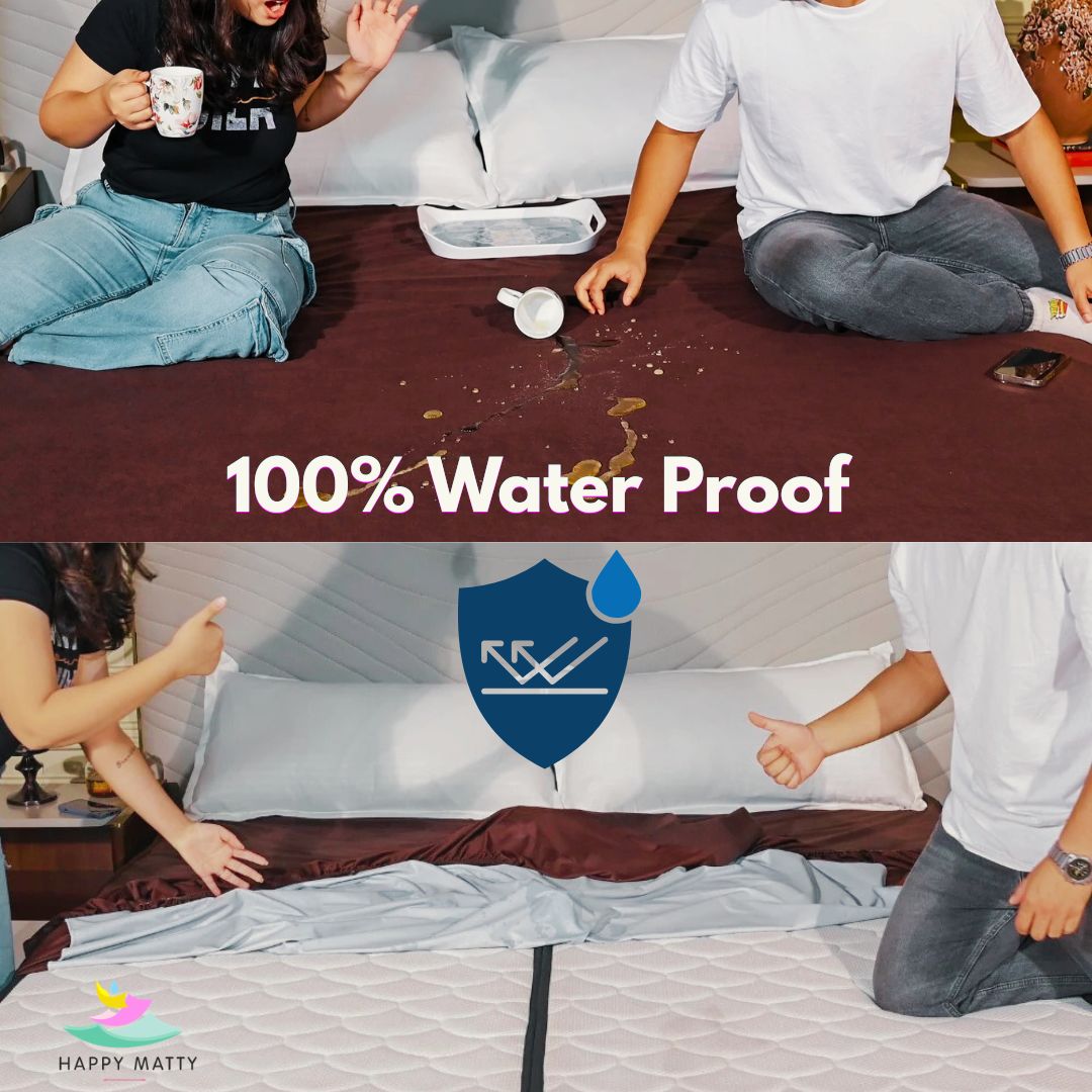 Dark Brown Elastic Waterproof Terry Cotton Mattress Protector with advanced waterproof barrier by Happy Matty