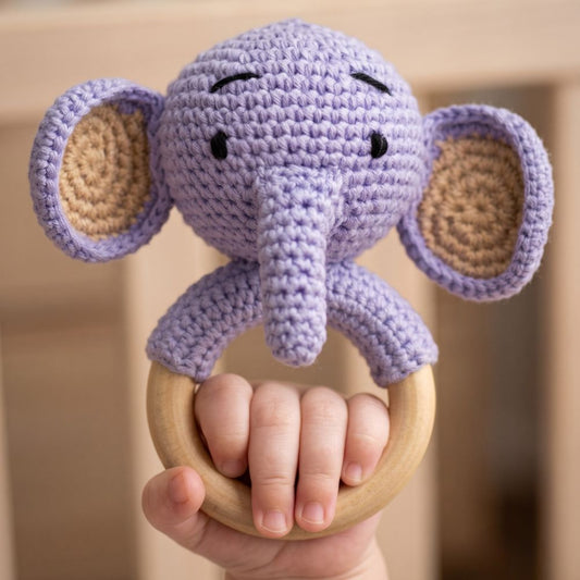 Crochet Elephant Baby Rattle