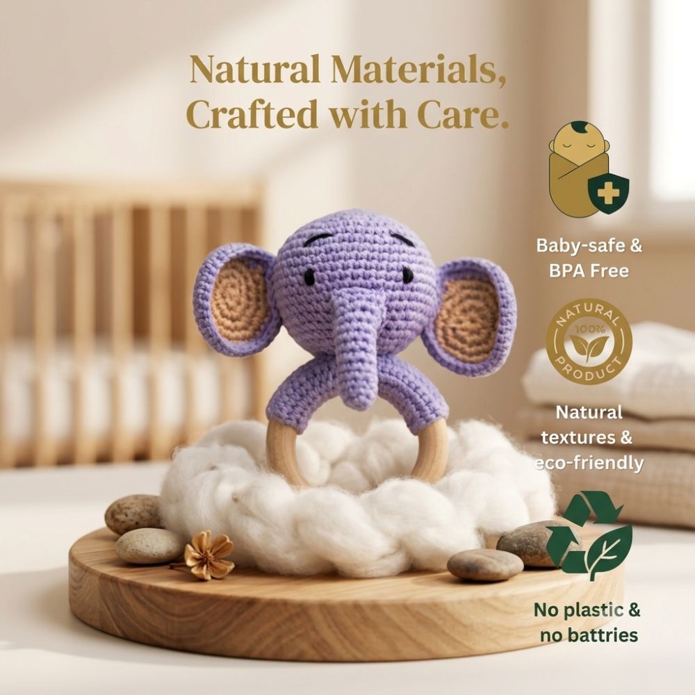 Crochet Elephant Baby Rattle