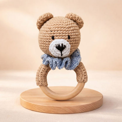 Crochet Teddy Bear Baby Rattle