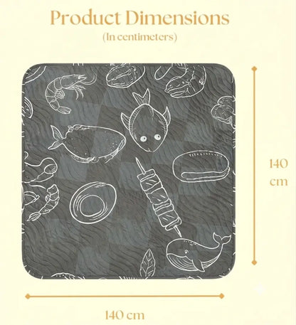 140 × 140 cm Baby Fish Print Picnic Mat Size Guide