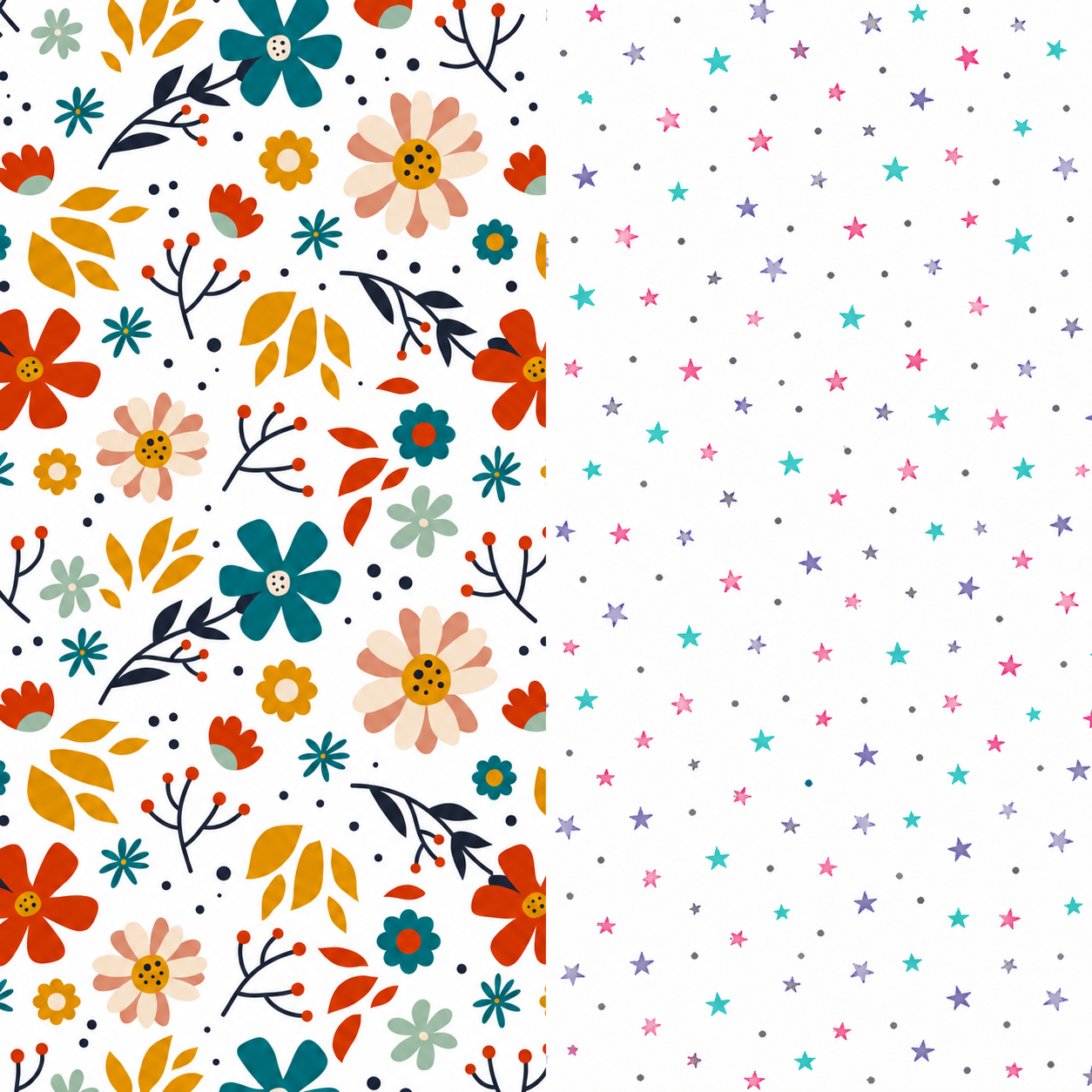 Floral & Star Print Premium Matty Combo