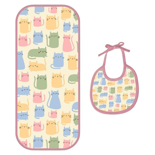 Happy Matty Cat Print Burp & Bib Sheet Medium