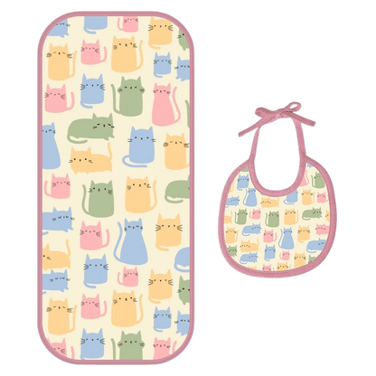 Happy Matty Cat Print Burp & Bib Sheet Medium