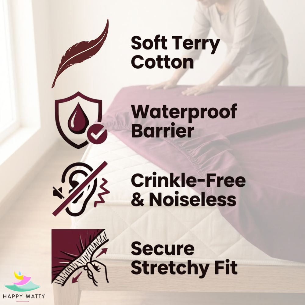 Waterproof Smooth Fit Mattress Protector (Maroon)
