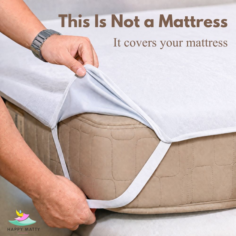 Happy Matty White Elastic Waterproof Terry Cotton Mattress Protector