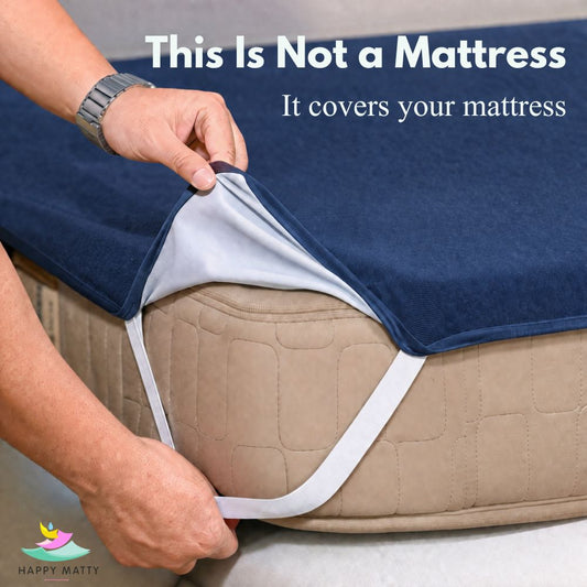 Waterproof Terry Cotton Mattress Protector - With Elastic (Blue)