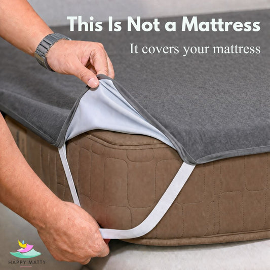 Waterproof Terry Cotton Mattress Protector - With Elastic (Grey)