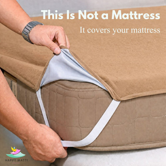Waterproof Terry Cotton Mattress Protector - With Elastic (Camel)