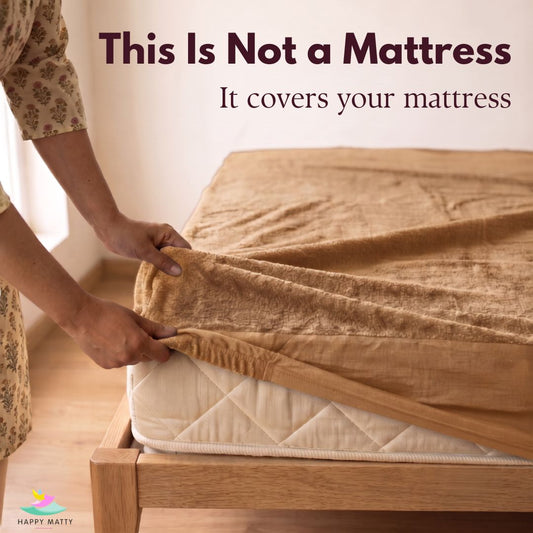 Waterproof Terry Cotton Mattress Protector (Camel)