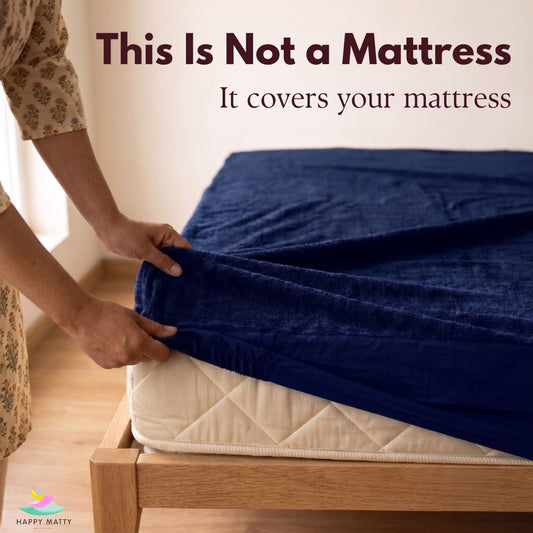 Waterproof Terry Cotton Mattress Protector (Navy Blue)