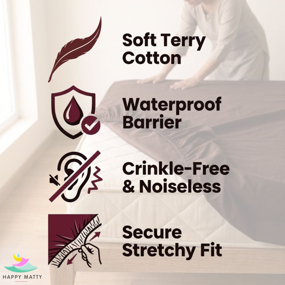 Waterproof Smooth Fit Mattress Protector (Brown)