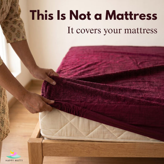 Waterproof Terry Cotton Mattress Protector (Maroon)